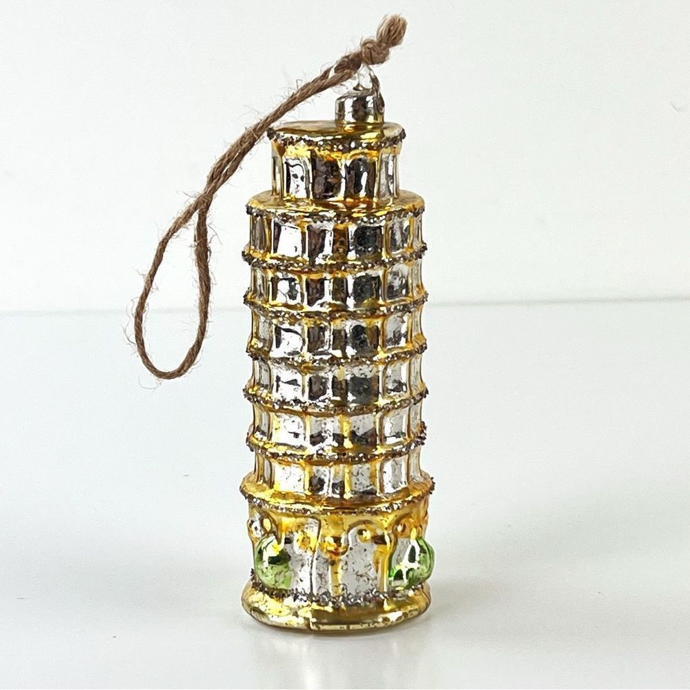 Leaning Tower Of Pisa Italy Christmas Ornament Hand Blown Glass